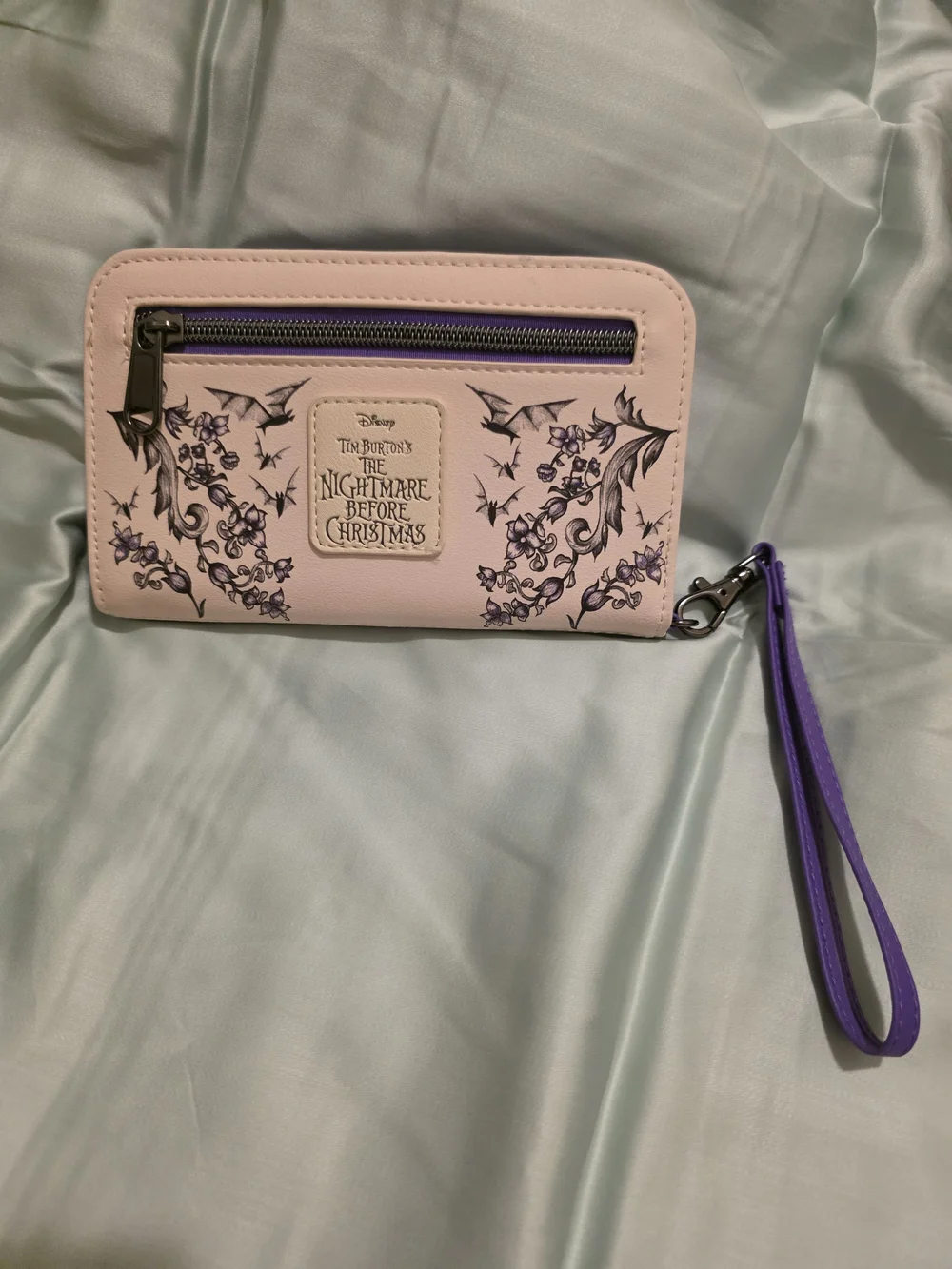 Disney Pink Wristlet Wallet with Purple Strap and Gothic Coffin Art